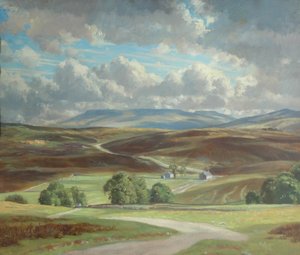 Newbiggin Moor and Wild Boar Fell (olja på duk) av William Lionel Waddington