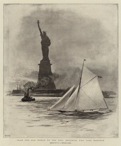 Från den gamla världen till den nya, in i New Yorks hamn av William Lionel Wyllie