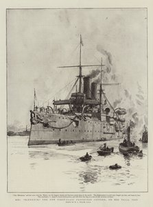 HMS Blenheim, den nya förstklassiga skyddade kryssaren, på sin provresa