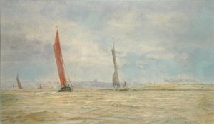 Hoo Fort, River Medway (akvarell på papper) av William Lionel Wyllie