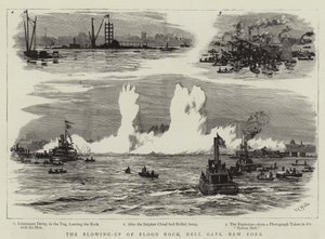 Uppsprängningen av Flood Rock, Hell Gate, New York av William Lionel Wyllie