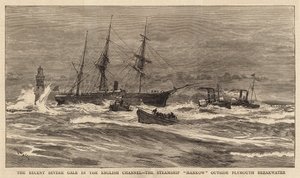 Den senaste svåra kulningen i Engelska kanalen, ångfartyget Hankow utanför Plymouth Breakwater av William Lionel Wyllie