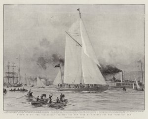 Westward Ho, Shamrock som startar till New York för att tävla om America Cup. av William Lionel Wyllie