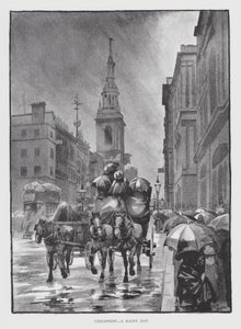 Cheapside, a Rainy Day (litho) av William Luker