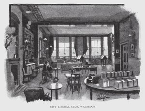 City Liberal Club, Walbrook (litho) av William Luker