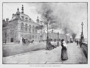 City of London Schools, Victoria Embankment (litho) av William Luker