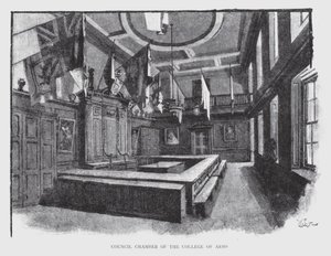 Council Chamber of College of Arms (litho) av William Luker