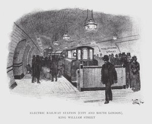 Electric Railway Station, City och South London, King William Street (litho)