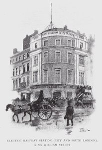 Electric Railway Station, City och South London, King William Street (litho) av William Luker