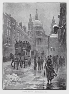 Ludgate Hill på en vintermorgon (litho) av William Luker