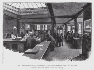 No 5 Fenchurch Avenue, Mrs Anderson, Anderson, and Cos kontor, Orient Line of Royal Mail Steamers (litho) av William Luker