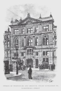 Kontor för Peninsular and Oriental Steam Navigation Co, Leadenhall Street (litho) av William Luker