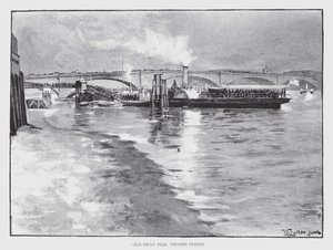 Old Swan Pier, Thames Street (litho) av William Luker