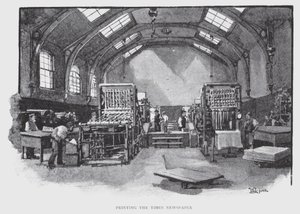 Printing the Times Newspaper (litho) av William Luker