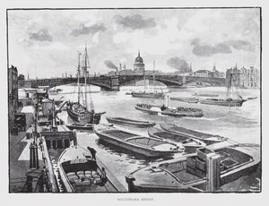 Southwark Bridge (litho) av William Luker
