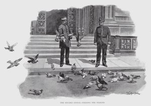 The Record Office, Feeding the Pigeons (litho) av William Luker