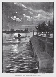 Westminster från Blackfriars Bridge, Night (litho) av William Luker