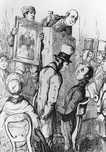 Elephant for Sale, illustration till 17:e kapitlet i Vanity Fair, roman av William Makepeace Thackeray (1811-1863), gravyr efter teckning av William Makepeace Thackeray (1811-1863), publicerad i Chicago 1882