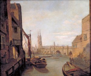 "London Bridge från Pepper Alley Stairs", 1788.