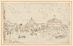 Tibern med Peterskyrkan och Castel S. Angelo (recto)