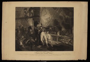 Slaget vid Trafalgar och Lord Viscount Nelsons död av William Marshall (after) Craig