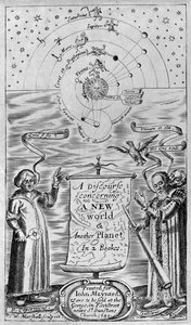 En diskurs om en ny värld och en annan planet i 2 böcker, 1640 (frontispice)