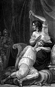 Delilah klippte Simsons hår och tog därmed hans styrka, 1820