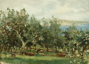 En äppelträdgård (olja på duk) av William Matthew Hale