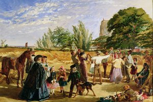 En skördescen i Norfolk: sketch för "Hello Largesse", 1861