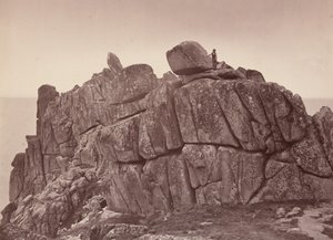 The Logan Rock, Cornwalls sydkust,1860-talet (foto) av William May