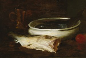 Fisk och stilleben, ca 1904-1909 (olja på duk) av William Merritt Chase