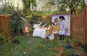 Frukost utomhus av William Merritt Chase