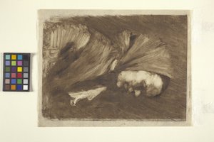 Kvinna i halsduk (monoprint) av William Merritt Chase