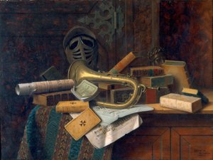 Stilleben med byst av Dante 1883 (olja på pannå)
