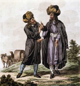 Polska judar, gravyr från boken "The Costume of the Hereditary States of the House of Austria"" av Antoine François Bertrand de Molleville och illustrerad av William Miller (1796-1882) 1804