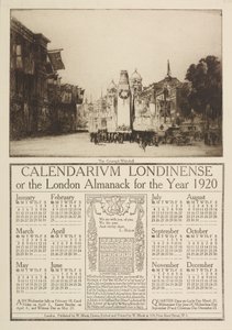 Calendarium Londinense, eller London Almanack för 1920, med utsikt över Cenotaph, Whitehall, 1919