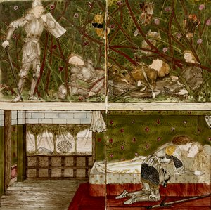 Sexton brickor bildar åtta illustrationer av berättelsen om "Briar Rose", 1862-1865. Artister: William Morris, Sir Edward Coley Burne-Jones.