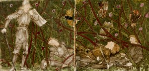 Sexton brickor bildar åtta illustrationer av berättelsen om "Briar Rose", 1862-1865. Artister: William Morris, Sir Edward Coley Burne-Jones.