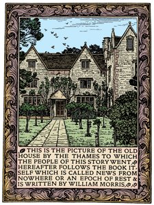 Kelmscott Manor, Gloucestershire, frontispice till News from Nowhere, c1892 1901 av William Morris