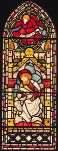 St. Matteus, ca 1870 målat glas av William Morris