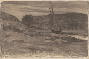 Stranded, 1875 (kol på vävt papper) av William Morris