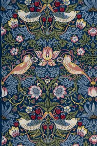 Jordgubbstjuv. Dekorativt tyg, 1883. av William Morris