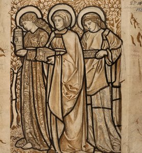 "Three Marys at the Sepulcher - Design för målat glas", 1862 av William Morris