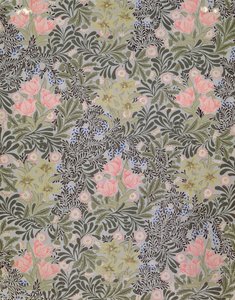 Tapetdesign med tulpaner, tusenskönor och kaprifol (tapet) av William Morris