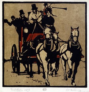 En vagn eller en flit: "" Coaching"" - av William Nicholson (1872-1949) av William Nicholson