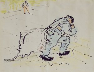 Churchill med en skridsko (penna & bläck och krita på papper) av William Nicholson