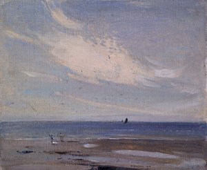 Kustscen (olja på duk på kartong) av William Nicholson