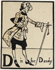 D är för Dandy, illustration från "An Alphabet", pub. 1898 (handfärgat träsnitt) av William Nicholson
