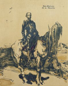 Don Quixote de la Mancha, illustration från "Characters of Romance", publicerad första gången 1900 (färg litho) av William Nicholson