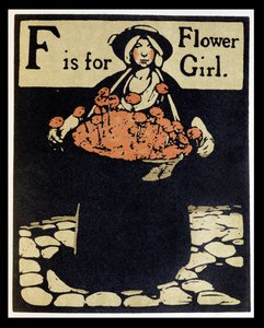 F är för Flower Girl, illustration från "An Alphabet", publicerad av William Heinemann av William Nicholson